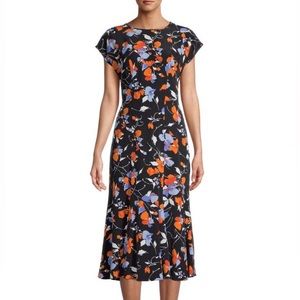 Joie Haben Floral-Print Silk Midi Length Dress Excellent Condition Size 4